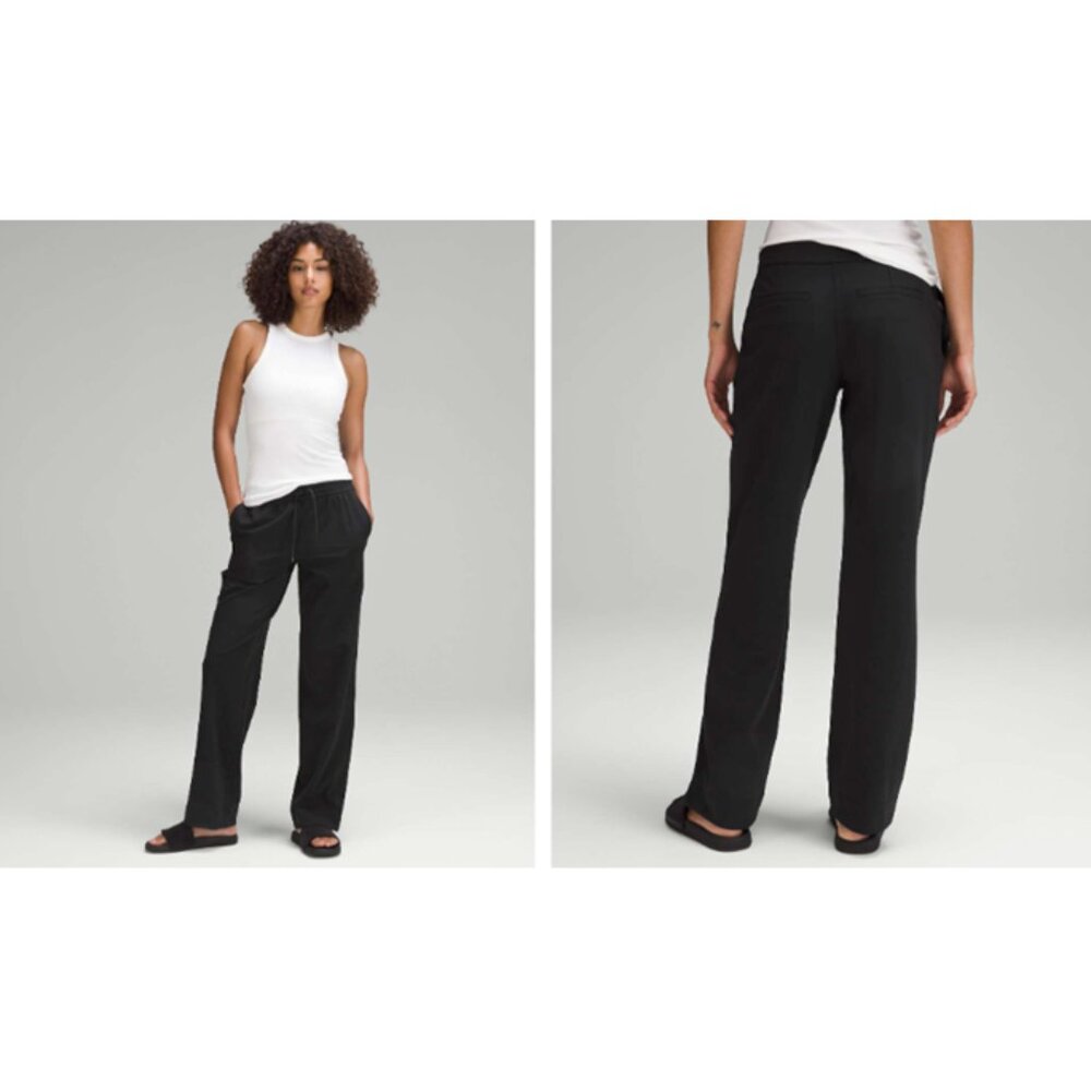 Lululemon Sz M Luxtreme Straight-Leg Trouser Black Womens Pants W5FWWS